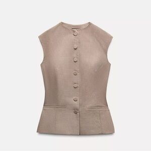 NWT Zara Buttoned Plaid Top